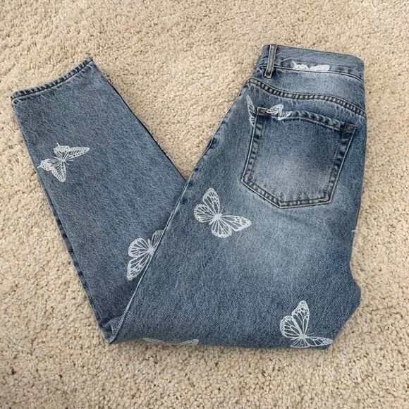 PacSun Denim - PACSUN Jeans Womens Ultra High Rise Slim Button-Fly All Over Butterfly Size 26
